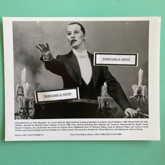 The Phantom of the Opera Photo Ted Keegan as The Phantom B&W 8X10 Picture Webber - Picture 1 of 1